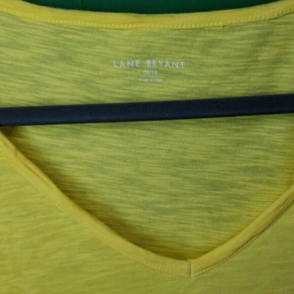 LANE BRYANT Women's Plus Size 10/12 Yellow V-Neck Flutter Sleeve Blouse Summer - Picture 5 of 6